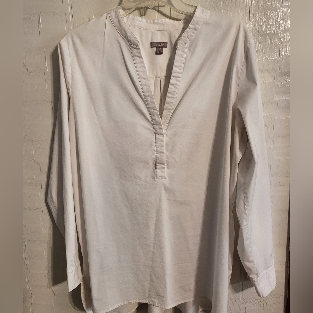 J.Jill White Hi-Lo Blouse Size L